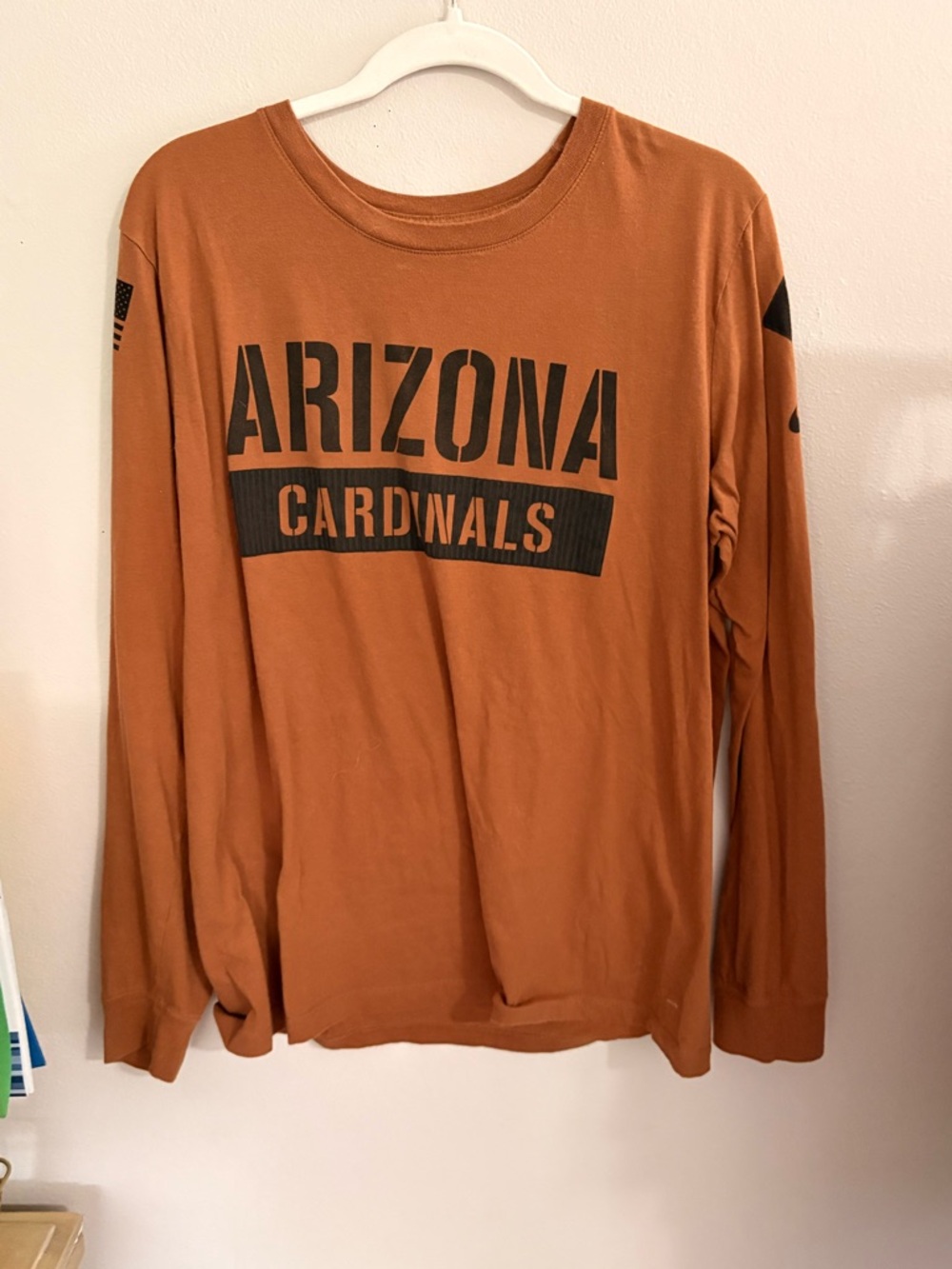 Arizona Cardinals Long Sleeve Tee - Rust Orange - USA armed forces version